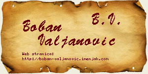 Boban Valjanović vizit kartica